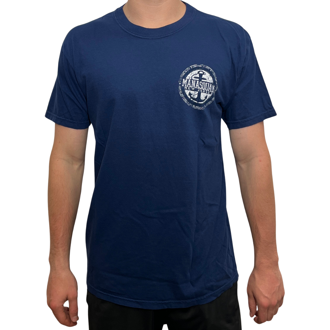 Navy Comfort Color T-Shirt with Anchor and Coordinates