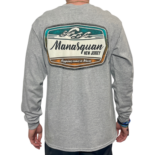 Grey Manasquan Wave Long Sleeve T-Shirt
