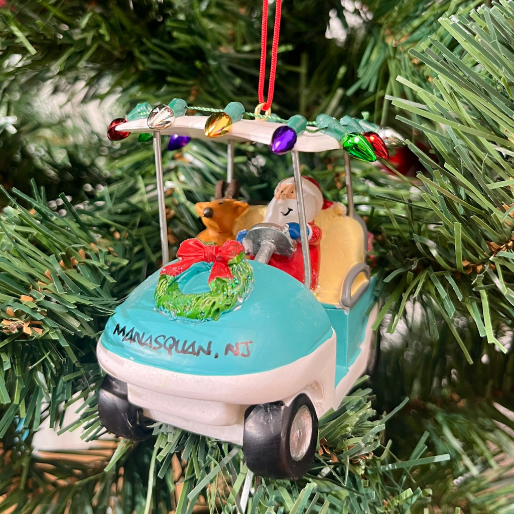 Manasquan Golf Cart Santa Ornament