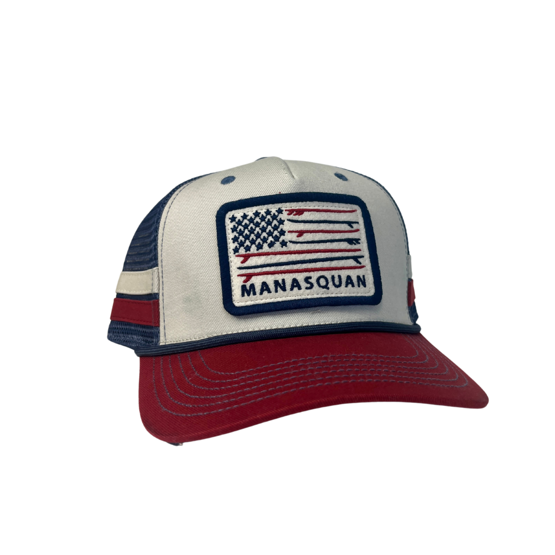 Cardinal, Stone & Slate Manasquan Surfboard Flag Trucker Hat