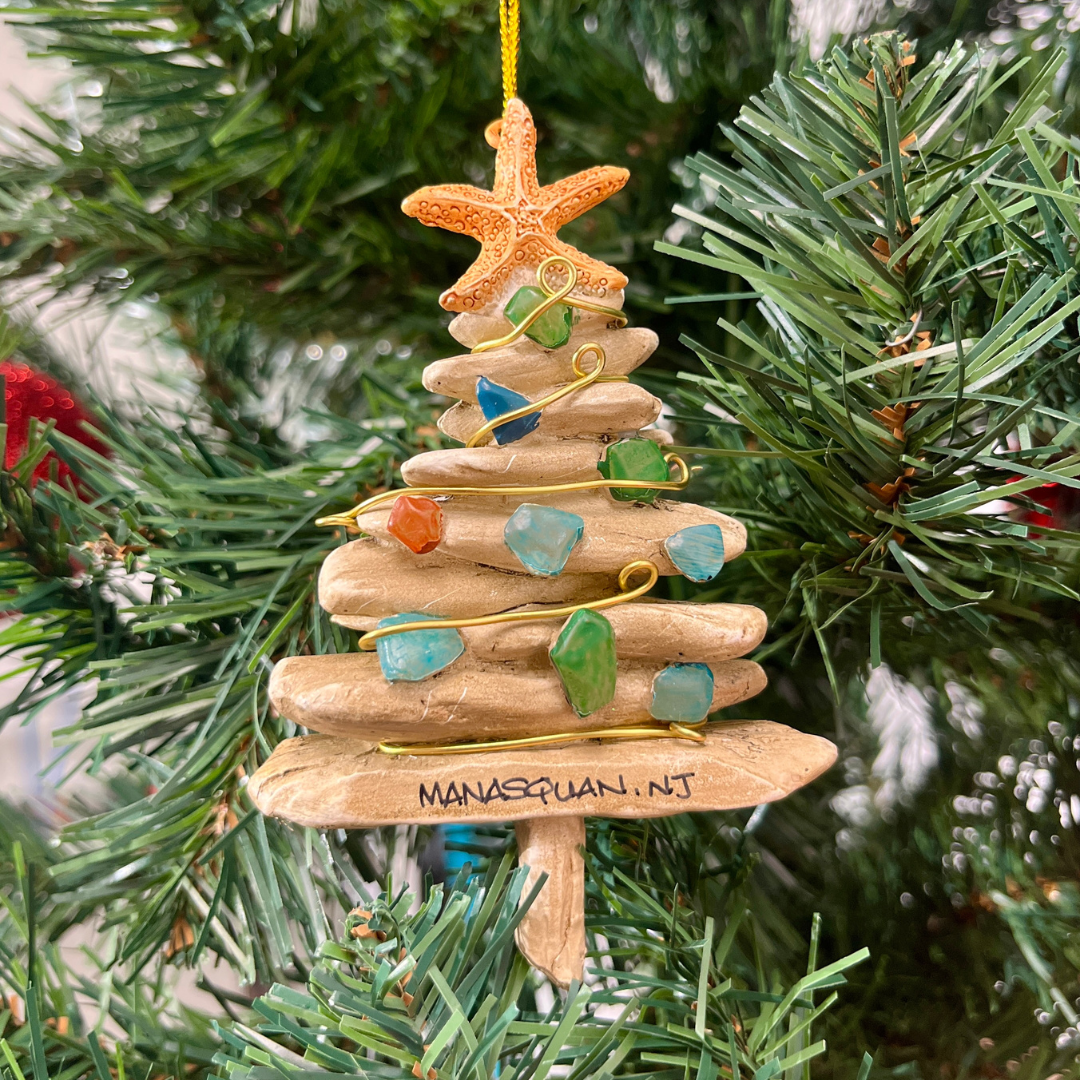 Manasquan Driftwood Tree with Sea Glass Ornament