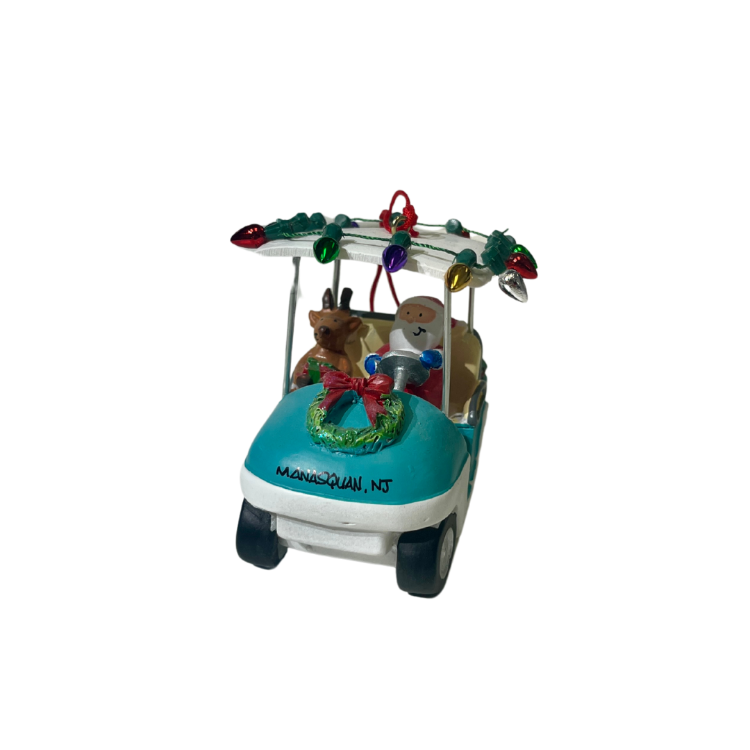 Manasquan Golf Cart Santa Ornament