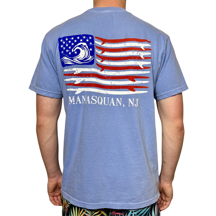 Blue Surfboard Flag Tee