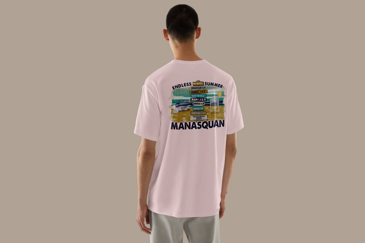 Light Pink Manasquan Beach Signs Tee