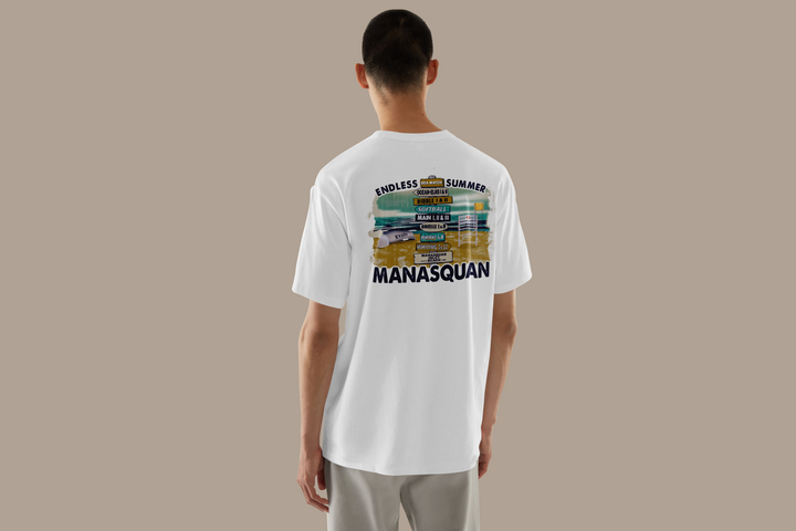 White Manasquan Beach Signs Tee