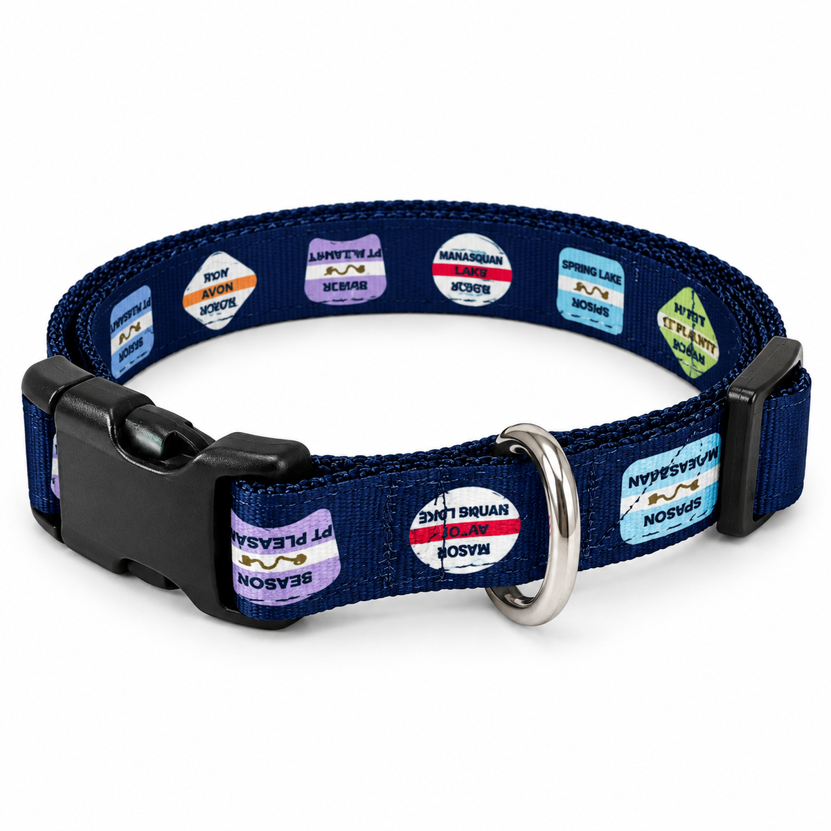 Beach Badge Dog Collar – Navy