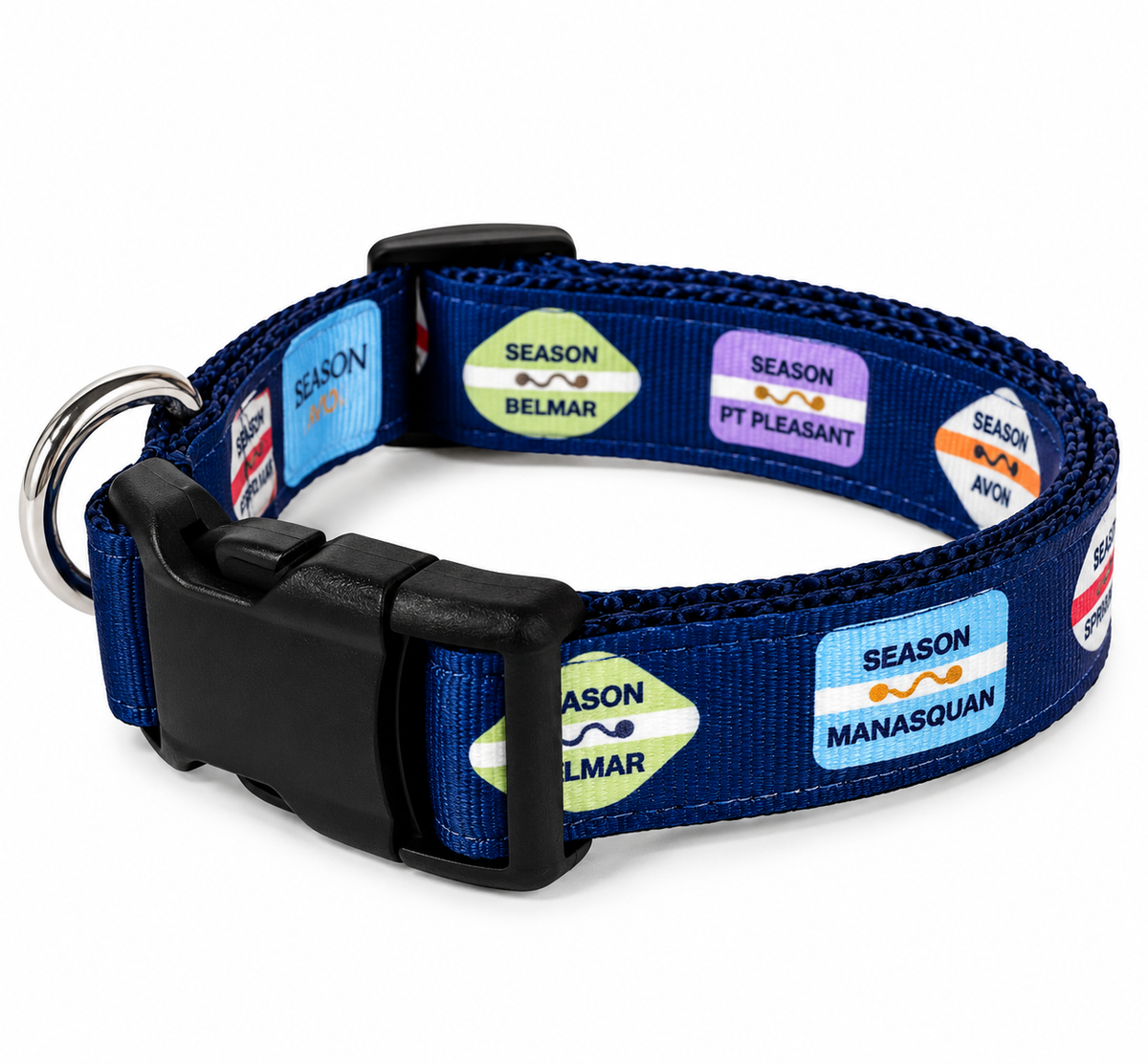 Beach Badge Dog Collar – Navy Small