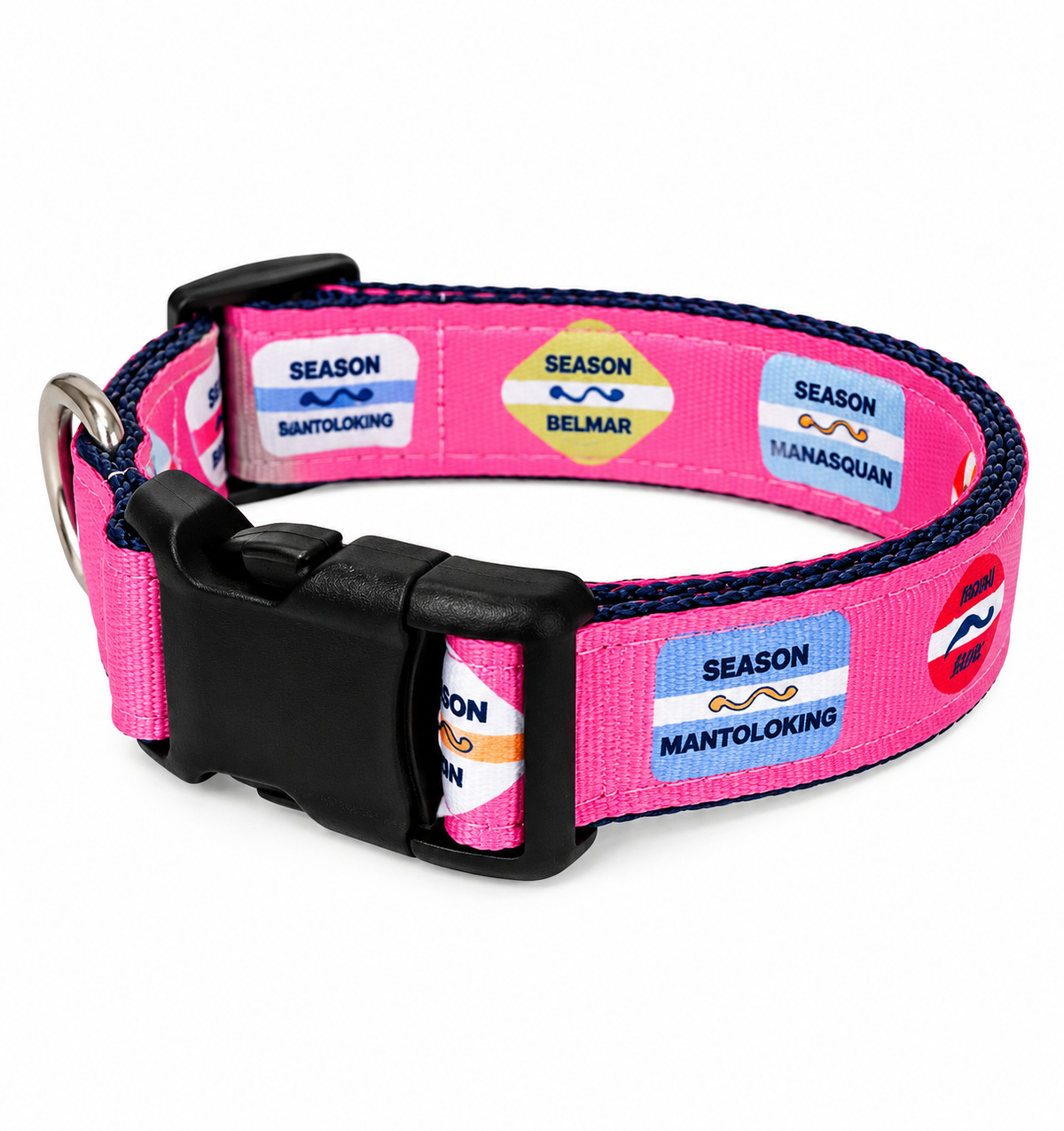 Beach Badge Dog Collar – Pink Small