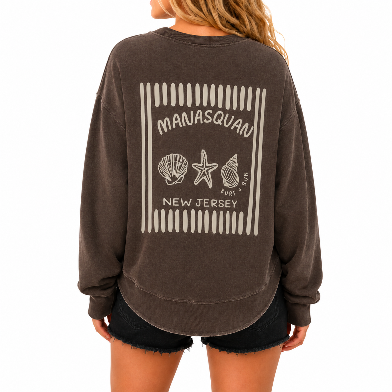 Brown Manasquan Shells Crewneck Sweatshirt