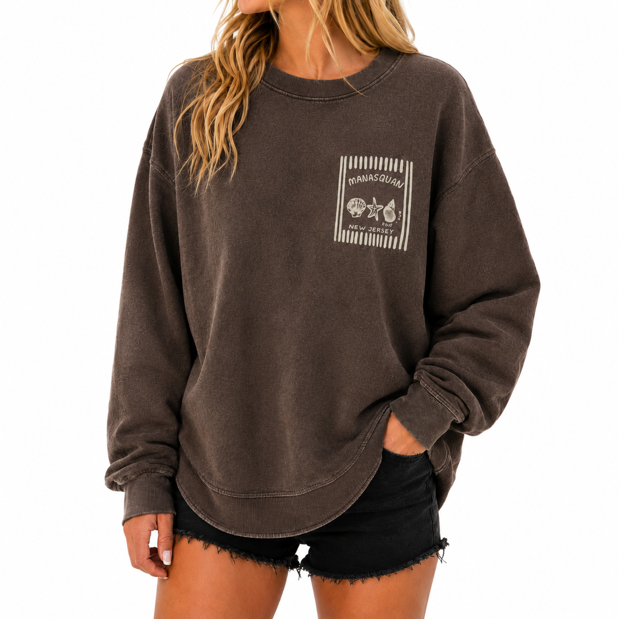 Brown Manasquan Shells Crewneck Sweatshirt