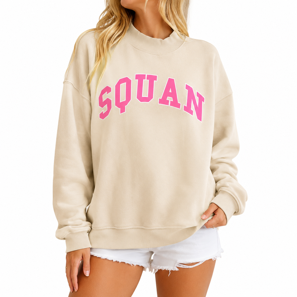 Coconut White Squan Mock Crewneck