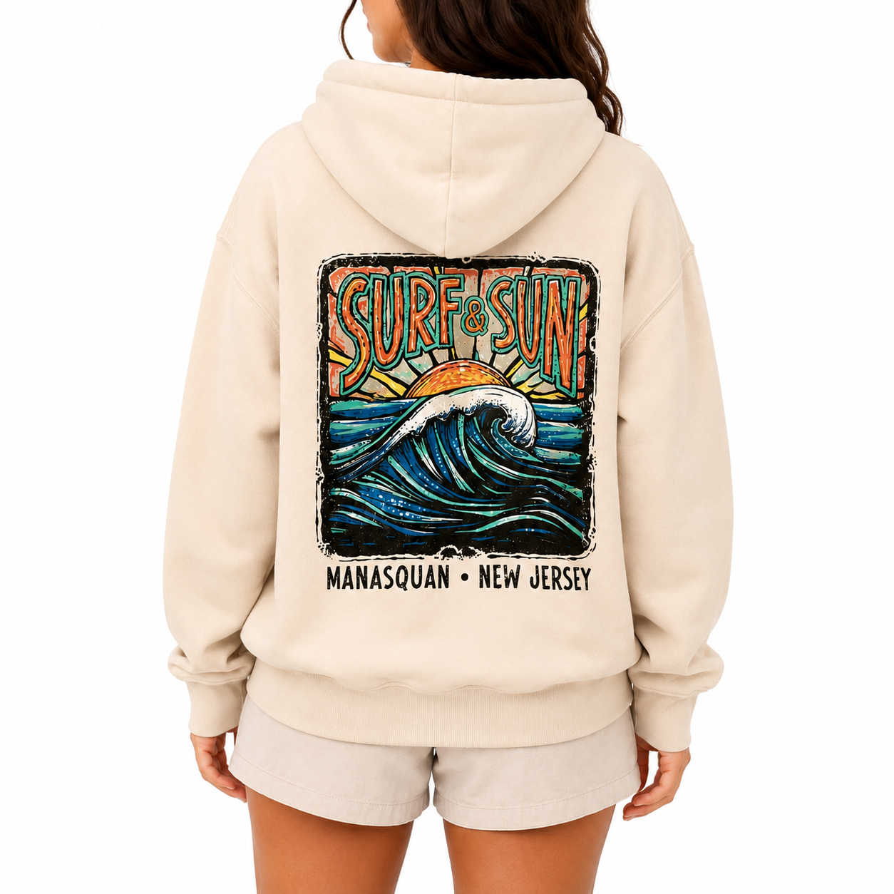 Surf & Sun Ivory Grunge Hoodie