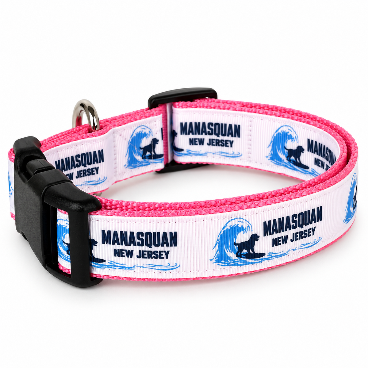 Manasquan NJ Surf Dog Collar – Pink Small