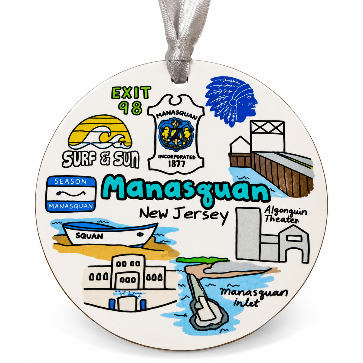 Manasquan New Jersey Landmark Christmas Ornament