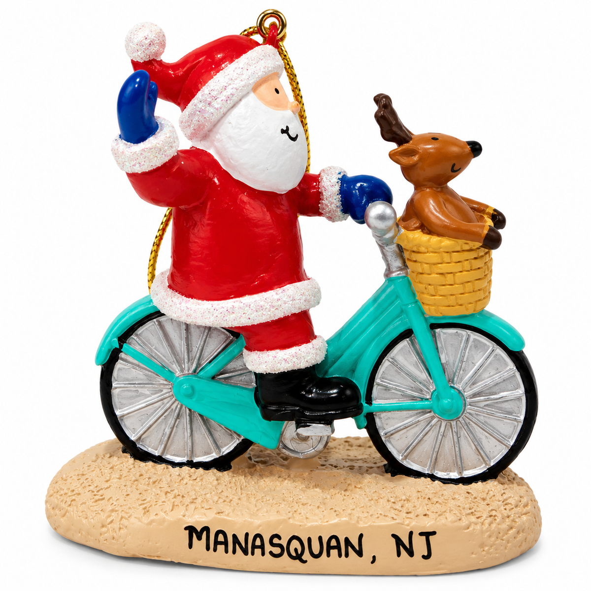 Manasquan Santa Bicycle Christmas Ornament