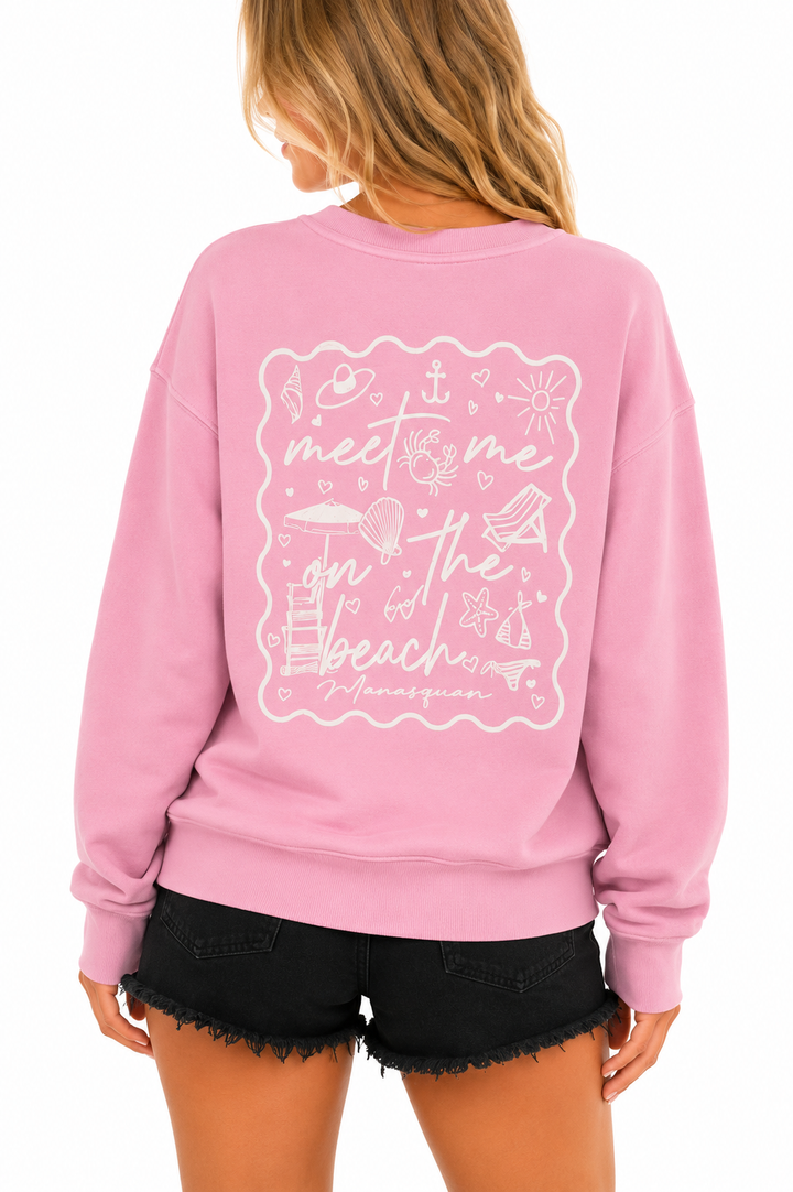 Pink Meet Me On The Beach Crewneck