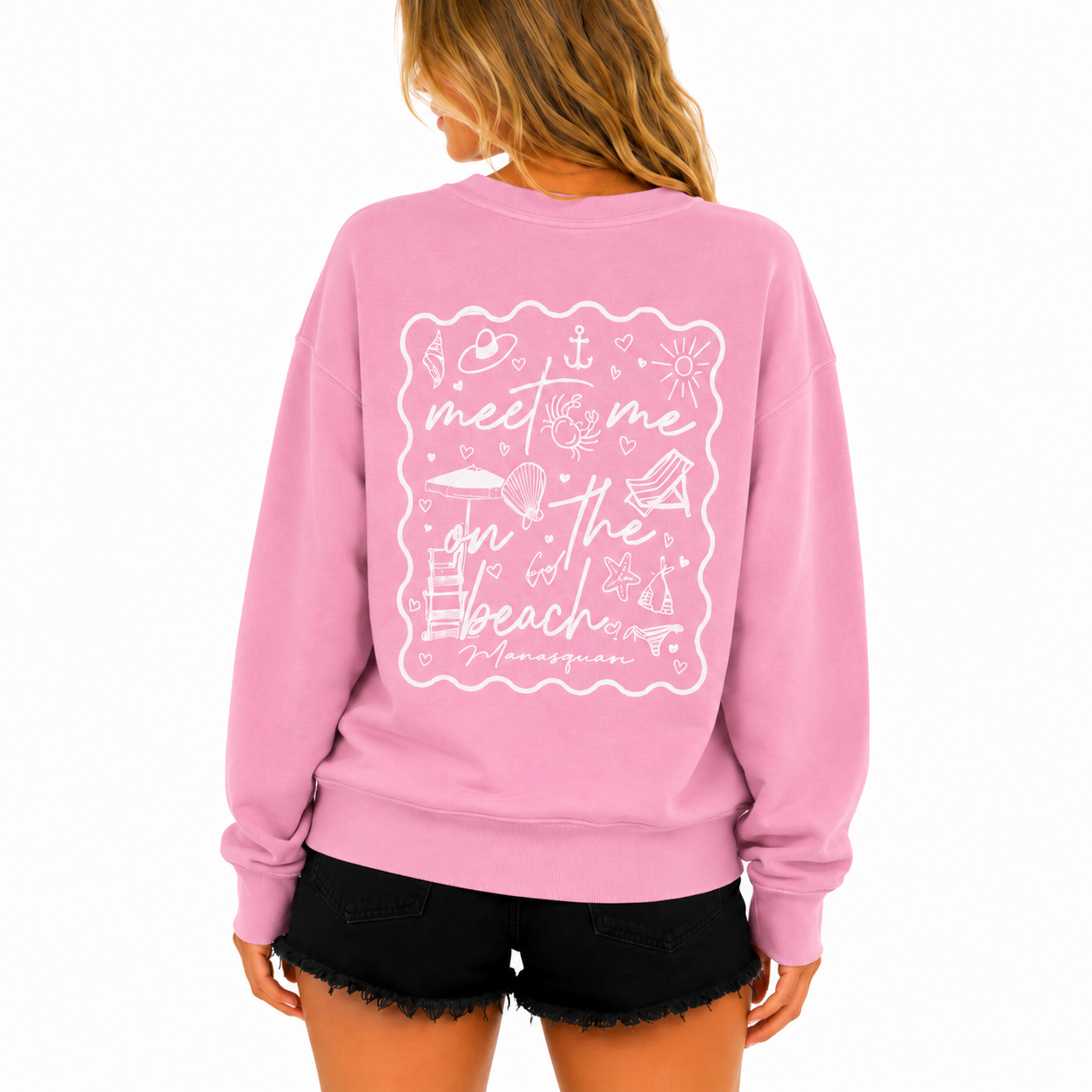 Pink Meet Me On The Beach Crewneck