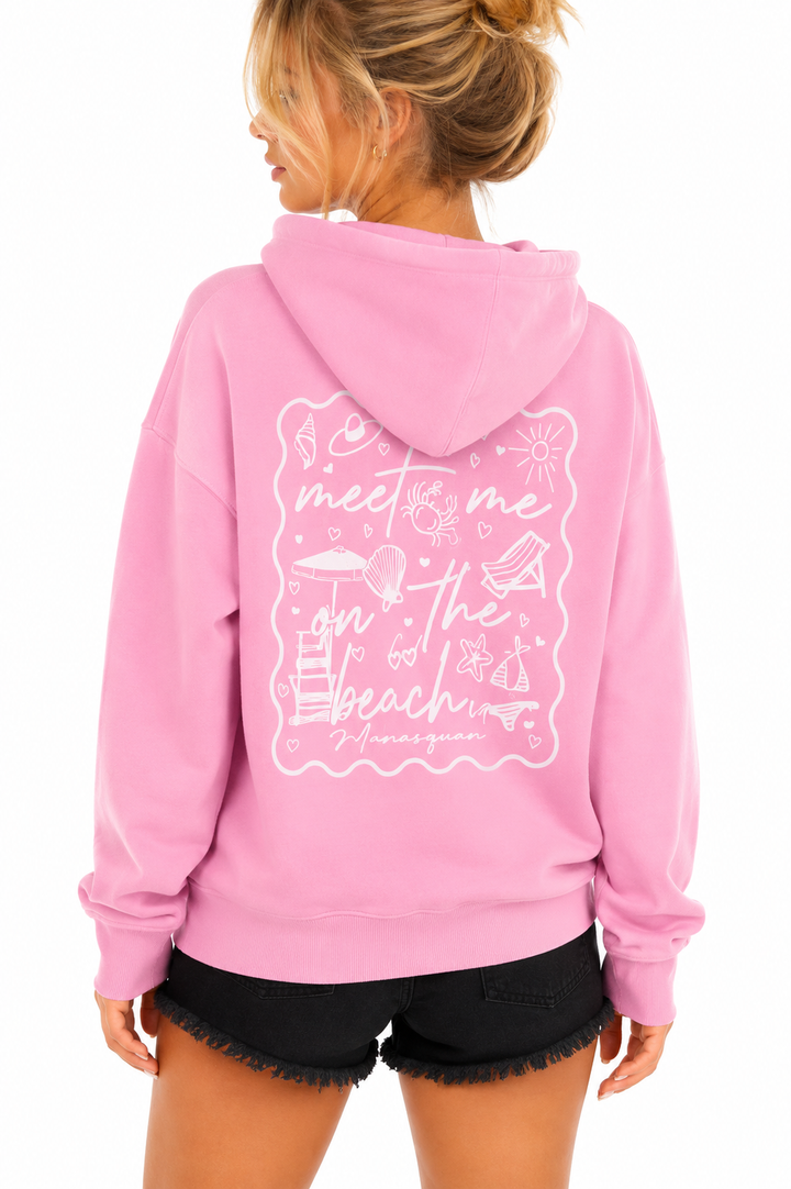 Pink Meet Me on the Beach Zip Hoodie