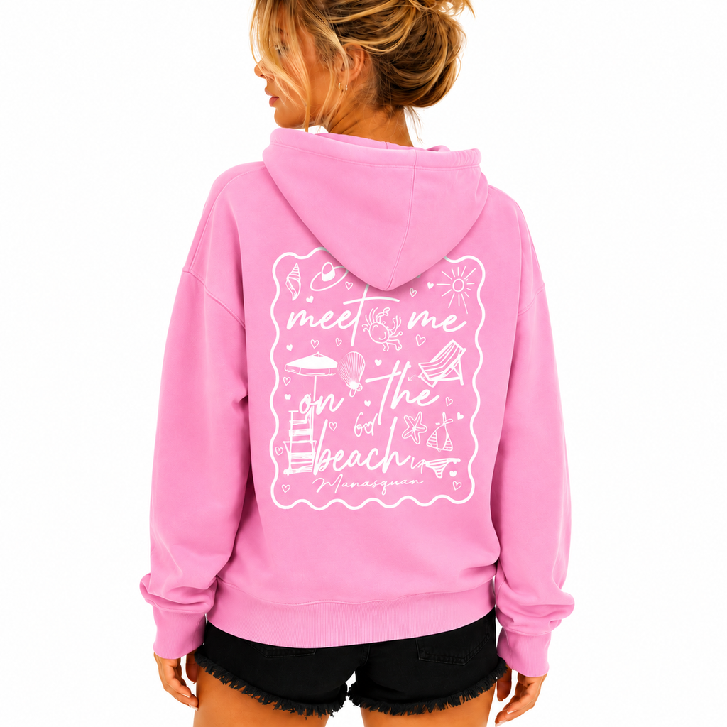 Pink Meet Me on the Beach Zip Hoodie