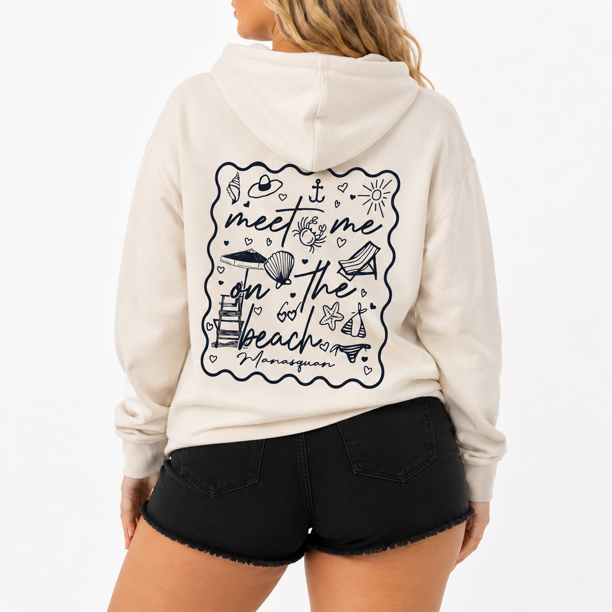 White Meet Me On The Beach Zip Hoodie