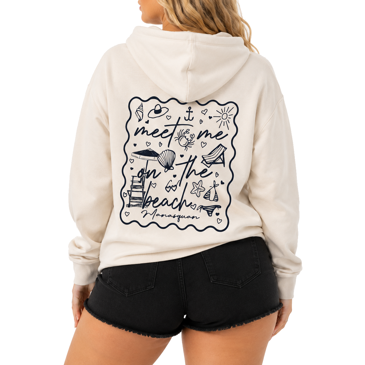 White Meet Me On The Beach Zip Hoodie