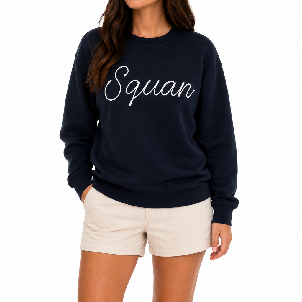 Navy Squan Rope Script Crewneck Sweatshirt