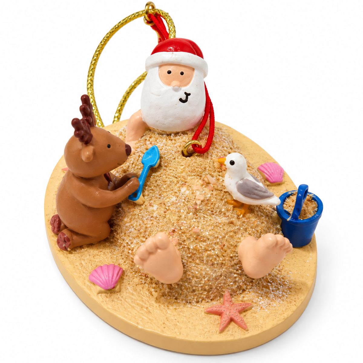 Beach Santa Buried in the Sand Christmas Ornament
