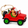 Santa & Reindeer Jeep Christmas Ornament