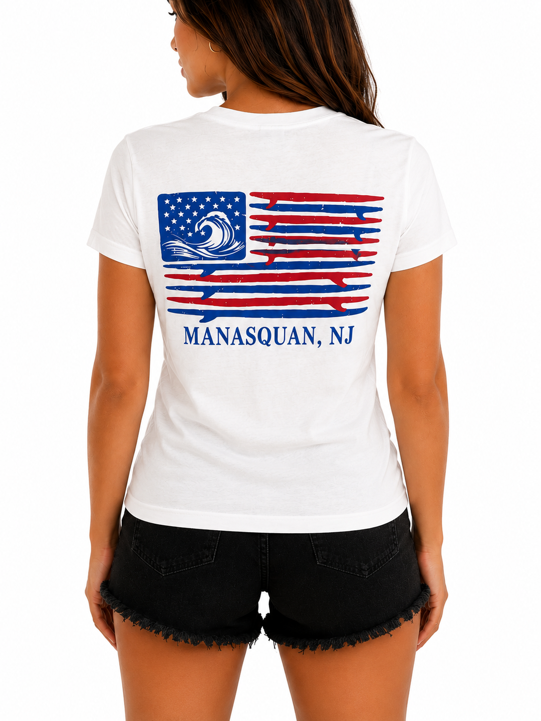 White Surfboard Flag Tee