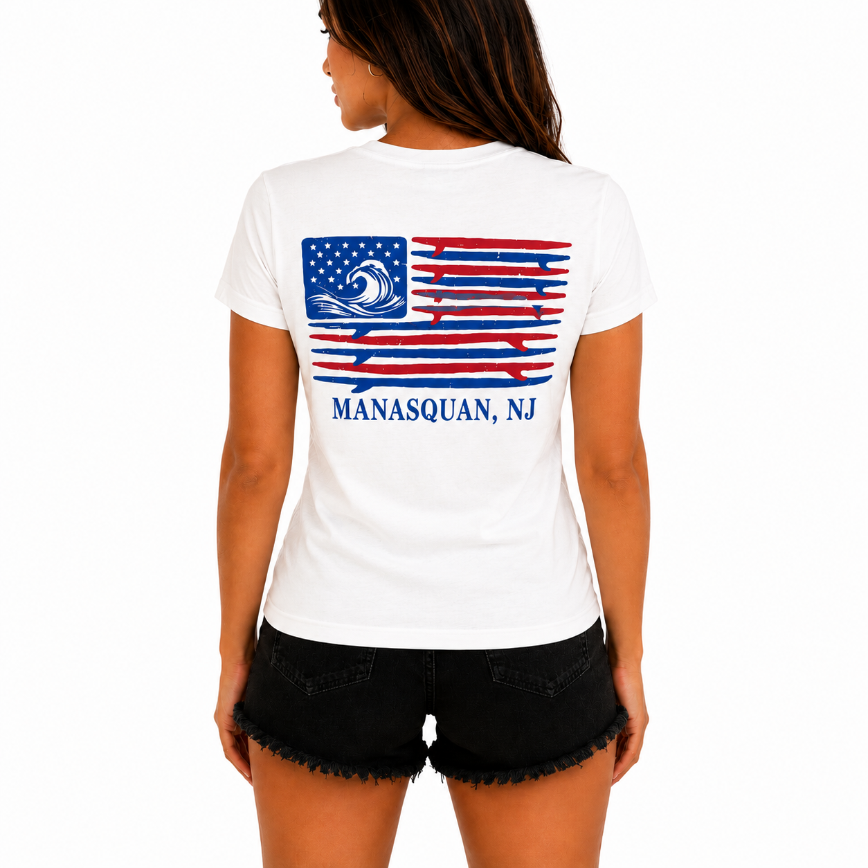 White Surfboard Flag Tee