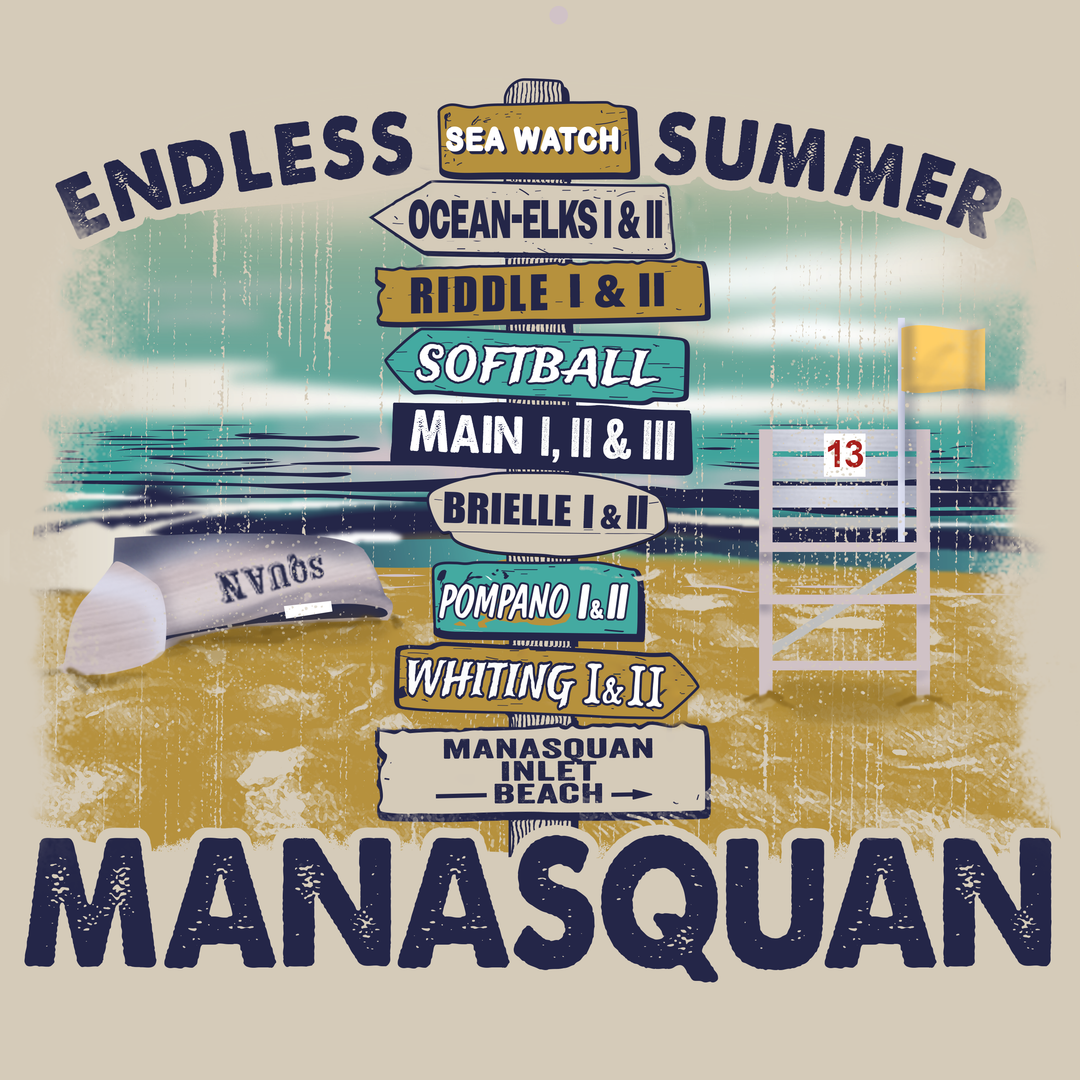 White Manasquan Beach Signs Tee